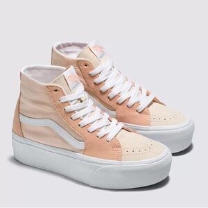 Vans Women's High-Top Sneakers - Peach and White